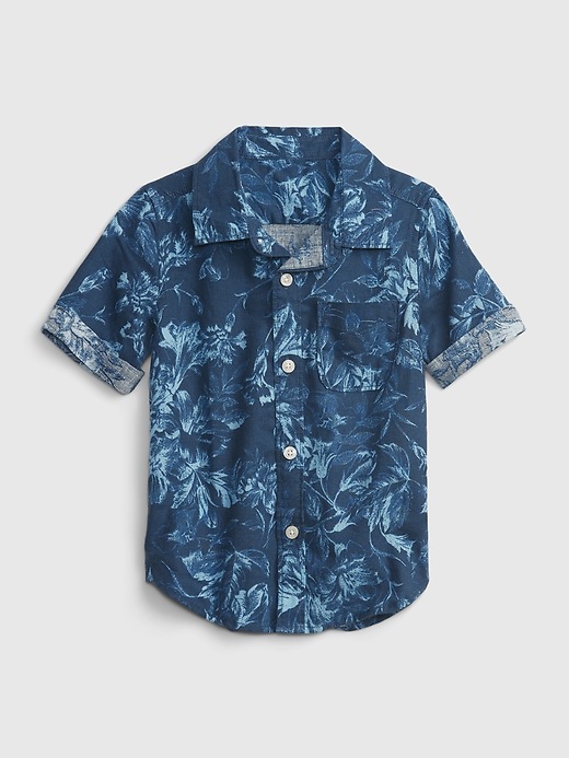 1 of 8 showing, with the color blue shade of product Toddler Linen Shirt
