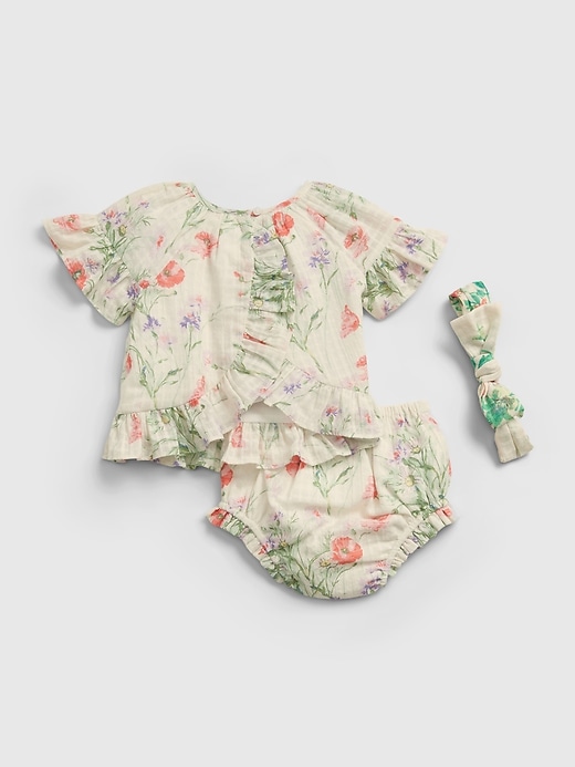 2 of 8 showing, with the color ivory frost of product Baby Floral Outfit Set