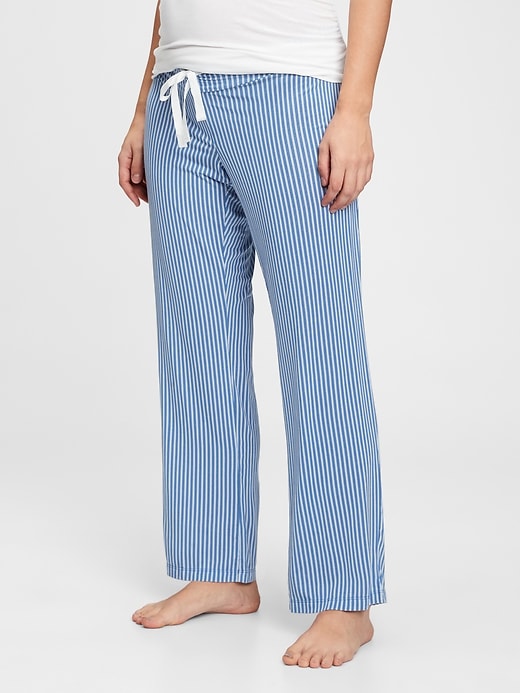 1 of 8 showing, with the color blue white stripes of product Maternity Modal Sleep Pants