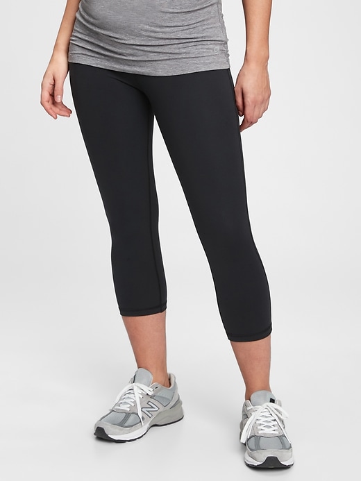 1 of 8 showing, with the color true black of product Maternity GapFit Blackout Under-Belly Capris