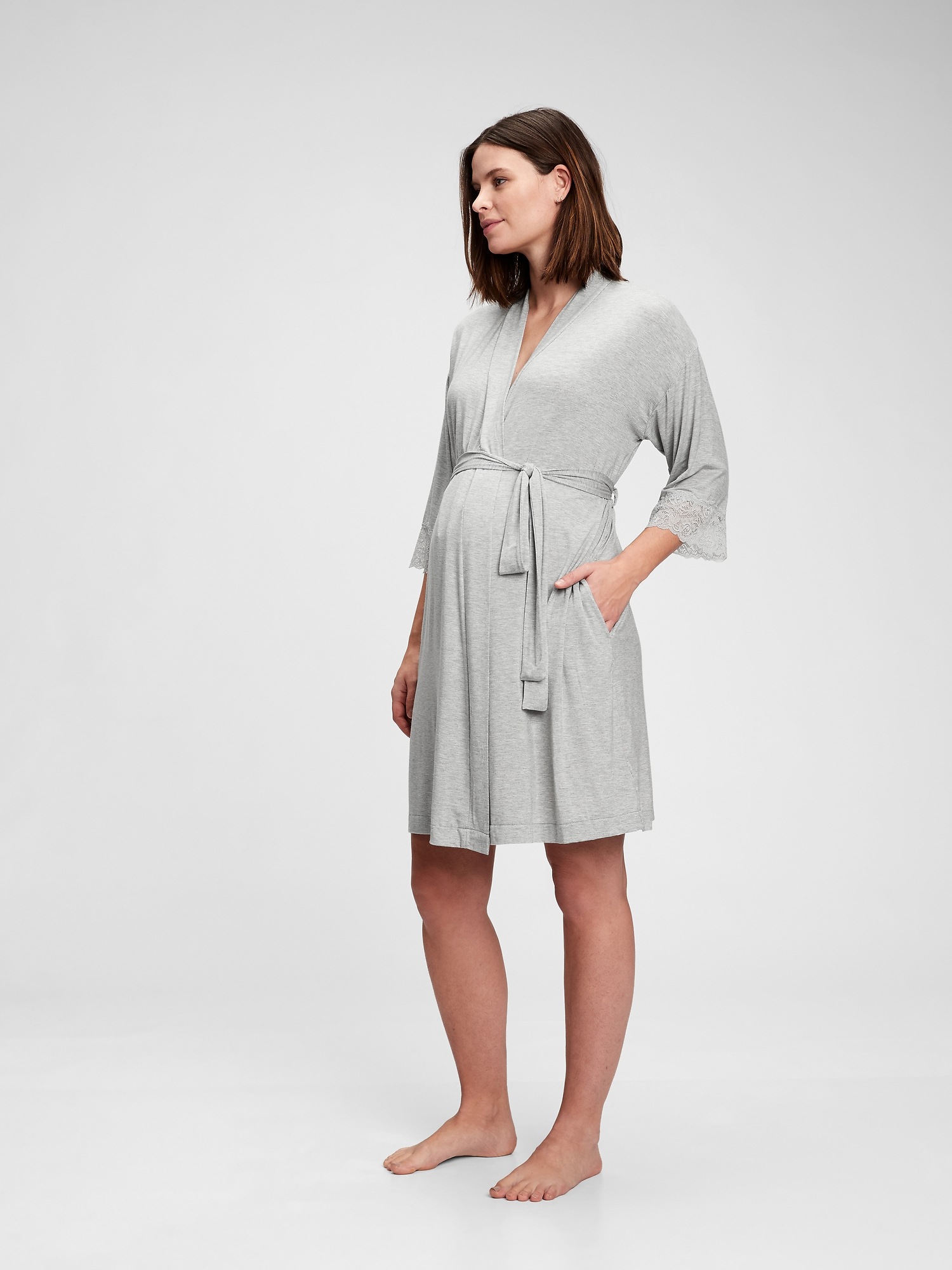 Gap Maternity Lace Trim Robe in Modal