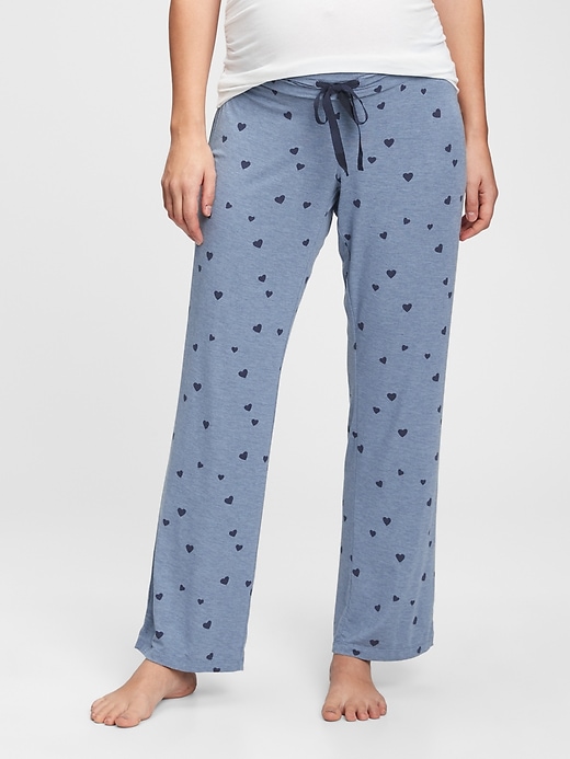 1 of 8 showing, with the color navy hearts of product Maternity Modal Sleep Pants