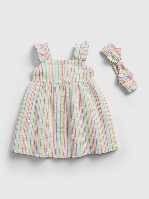 Image number 1 showing, Baby Rainbow Stripe Dress
