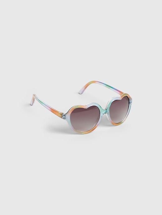1 of 8 showing, with the color washed colors multi of product Toddler Heart Sunglasses