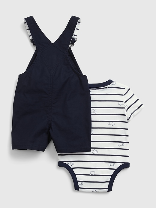 2 of 8 showing, with the color blue shade of product Baby Shortall Outfit Set