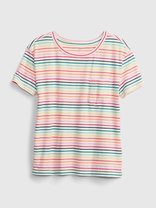 1 of 8 showing, with the color off white stripe of product Kids Print Pocket T-Shirt