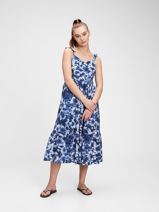 1 of 8 showing, with the color blue tie dye of product V-Neck Cami Midi Dress