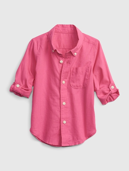 1 of 8 showing, with the color sizzling fuchsia of product Toddler Linen Top