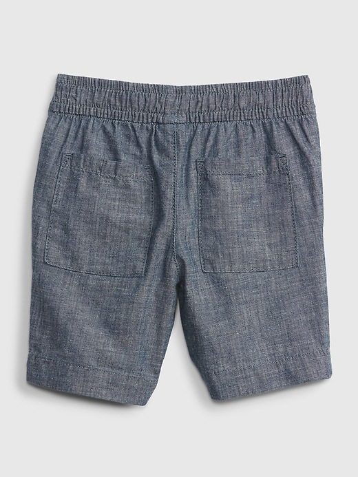 2 of 8 showing, with the color indigo chambray of product Toddler Chambray Pull-On Shorts with Washwell™