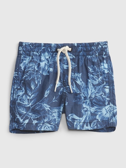 1 of 8 showing, with the color blue shade of product Baby Floral Pull-On Shorts