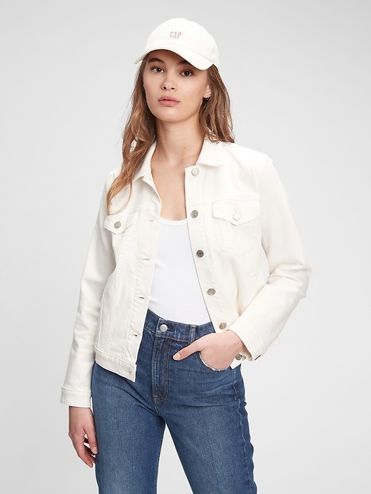 1 of 8 showing, with the color beige ivory of product Icon Denim Jacket With Washwell™