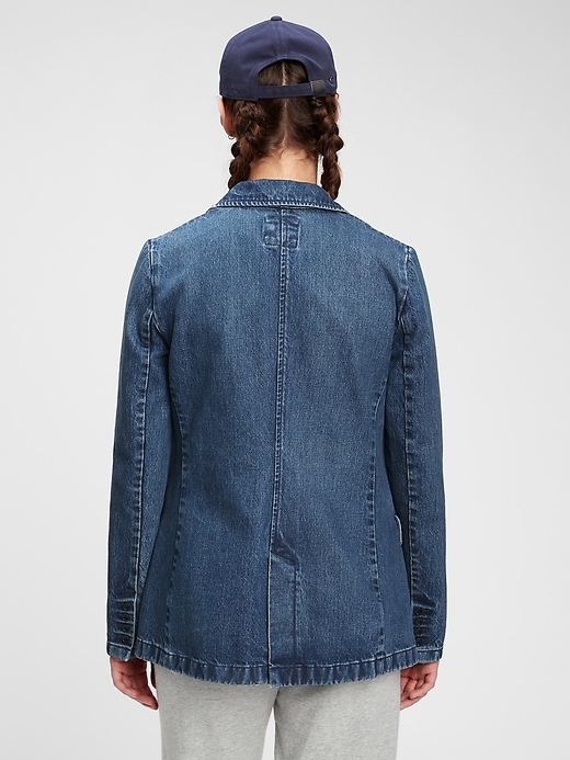 2 of 8 showing, with the color medium indigo of product Denim Blazer With Washwell™