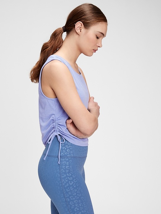 Image number 10 showing, GapFit Breathe Pointelle Ruched Side Tank Top