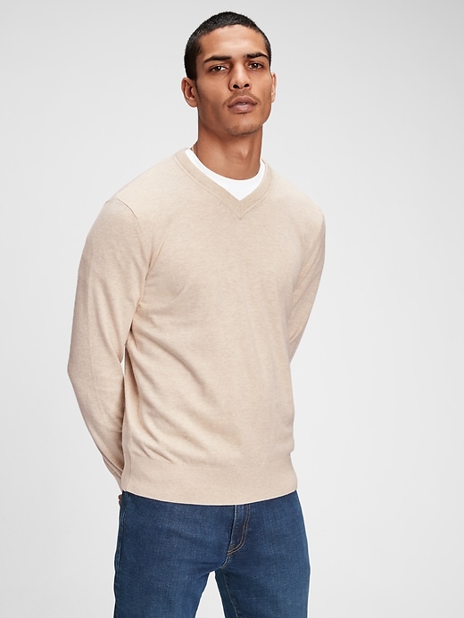 1 of 8 showing, with the color natural beige of product Mainstay V-Neck Sweater