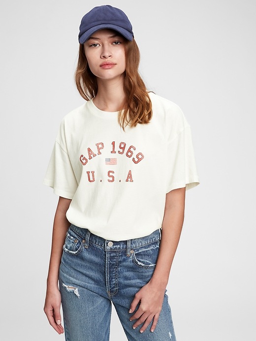 1 of 8 showing, with the color milk white of product Gap Logo T-Shirt