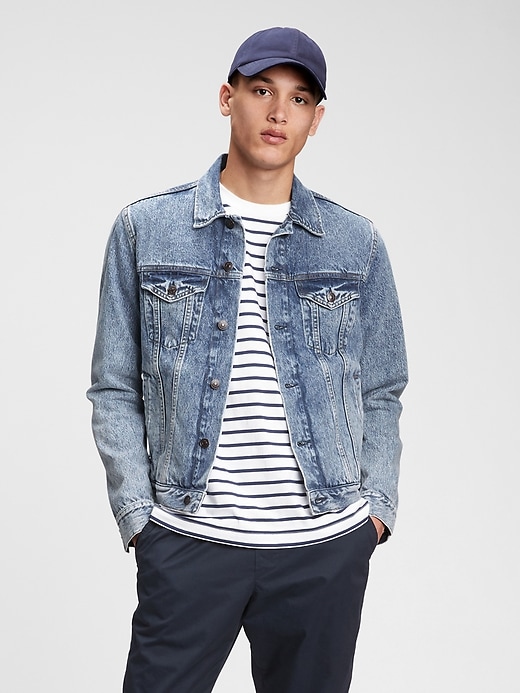 1 of 8 showing, with the color medium indigo of product Icon Denim Jacket With Washwell™