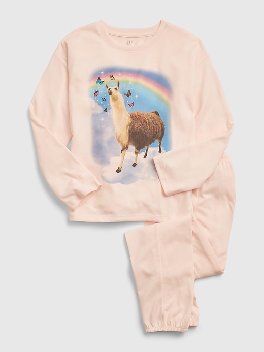 1 of 8 showing, with the color soft plum of product Kids Llama PJ Set