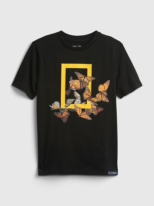 1 of 8 showing, with the color black butterflies of product GapKids &#124 National Geographic Photo Ark 100% Organic Cotton Graphic T-Shirt