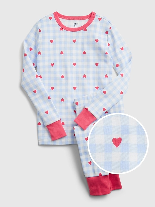 Image number 1 showing, Kids 100% Organic Cotton Heart Gingham PJ Set