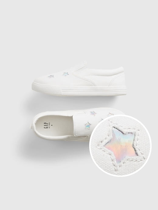 1 of 8 showing, with the color white of product Kids Star Slip-On Shoes