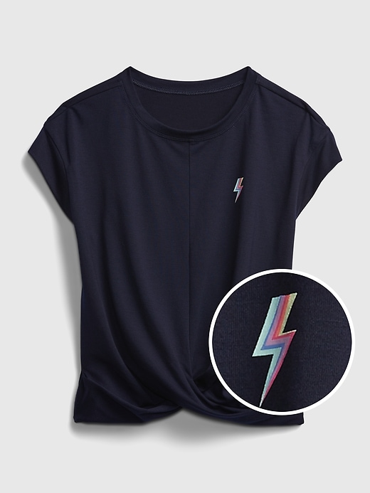 1 of 8 showing, with the color dark night of product GapFit Kids Recycled  Twist Front T-Shirt