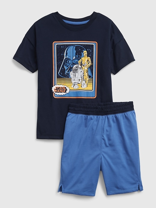 1 of 8 showing, with the color blue galaxy of product GapKids &#124 Star Wars™ Droid Recycled PJ Set