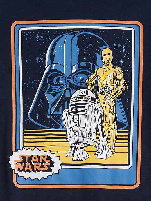 2 of 8 showing, with the color blue galaxy of product GapKids &#124 Star Wars™ Droid Recycled PJ Set