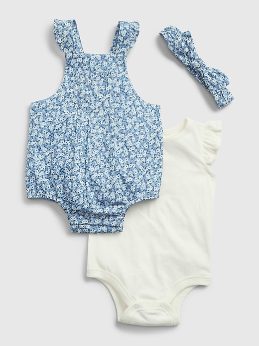 1 of 8 showing, with the color beach blue of product Baby Floral Outfit Set