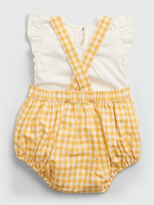 2 of 8 showing, with the color gold wash of product Baby Gingham Print Outfit Set