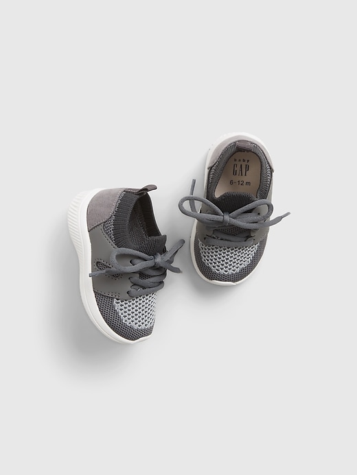 1 of 8 showing, with the color light heather grey of product Baby Lace-Up Sneakers