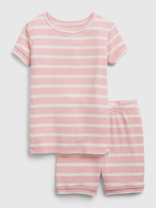1 of 8 showing, with the color pink stripe of product Baby & ToddlerOrganic Cotton Stripe PJ Set