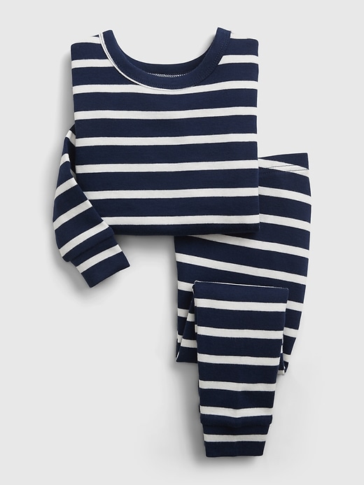 1 of 8 showing, with the color navy stripe of product babyGap 100% Organic Cotton Stripe PJ Set