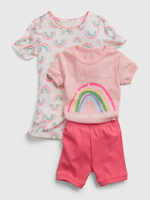 2 of 8 showing, with the color pure pink of product babyGap 100% Recycled Rainbow 3-Piece PJ Set