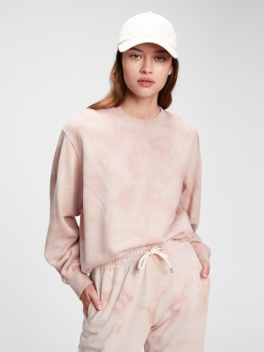 1 of 8 showing, with the color pink tie dye of product Vintage Soft Balloon Sleeve Crewneck Sweatshirt