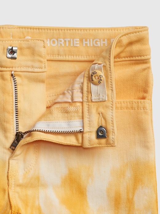 Image number 4 showing, Kids Tie-Dye High-Rise Denim Shortie Shorts with Stretch