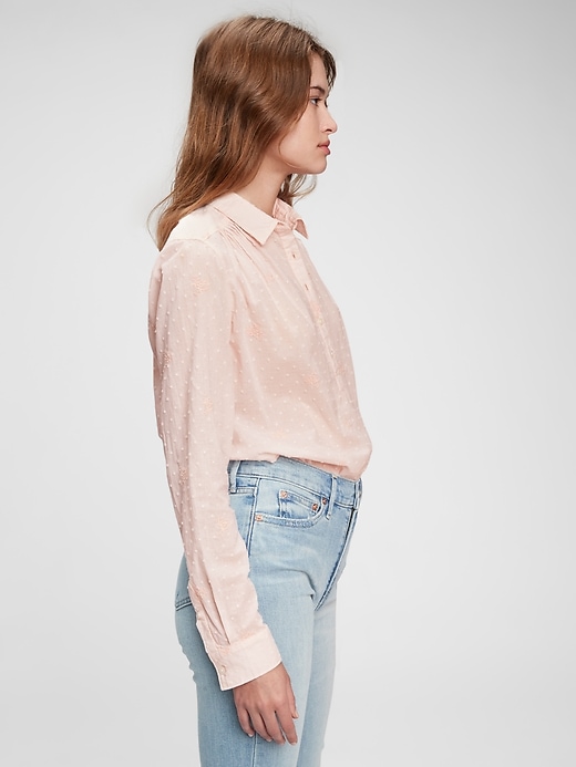 1 of 8 showing, with the color pink cameo of product Pleated Popover Top