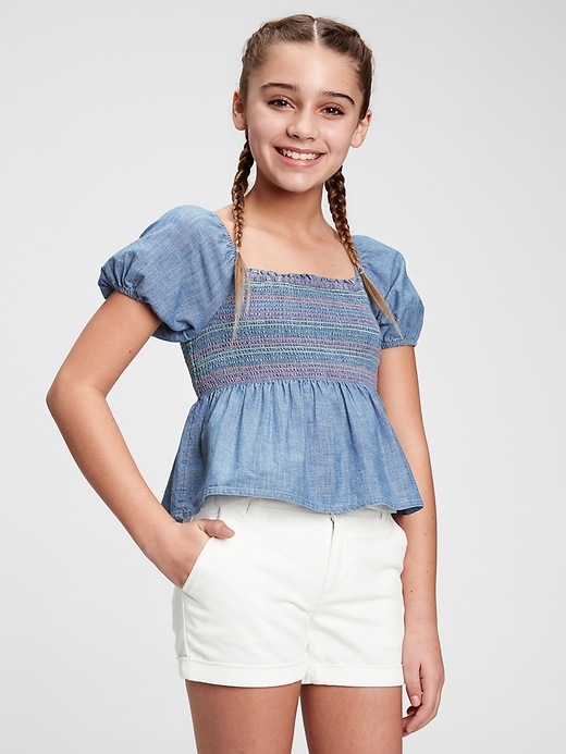 Image number 2 showing, Kids Chambray Smocked Top