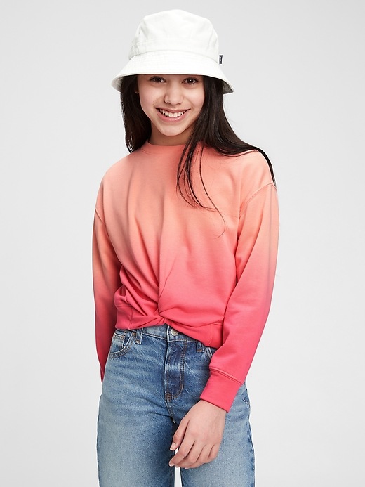 2 of 8 showing, with the color neon coral volt of product Kids Twist Crewneck Sweatshirt