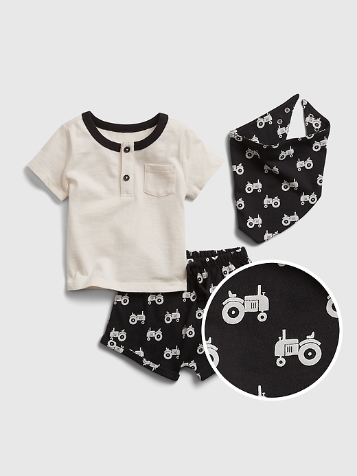 Image number 1 showing, Baby 100% Organic Cotton Truck Outfit Set