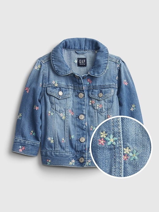 Image number 1 showing, Baby Embroidered Floral Denim Jacket