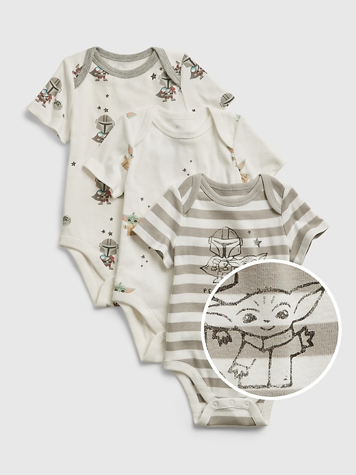1 of 8 showing, with the color new off white of product babyGap &#124 Star Wars™ Graphic Bodysuit (3-Pack)