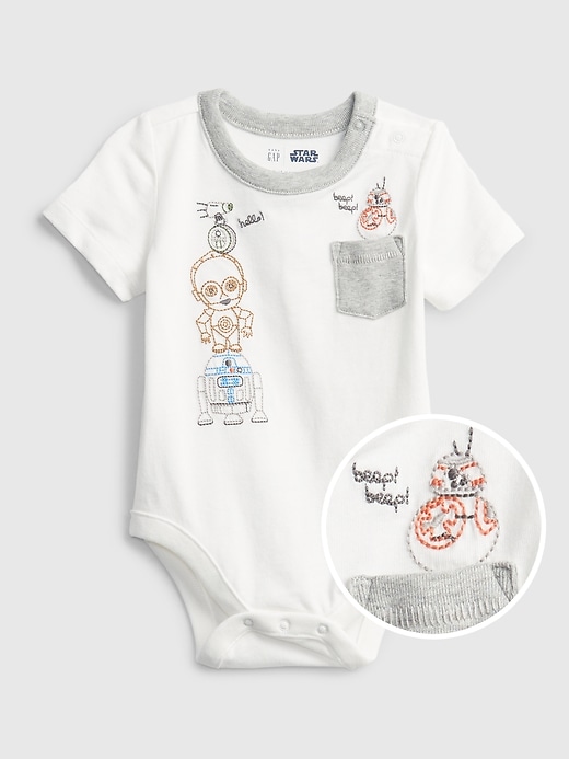 1 of 8 showing, with the color new off white of product babyGap &#124 Star Wars™ Bodysuit
