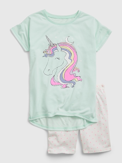 Image number 1 showing, Kids Recycled Unicorn Graphic PJ Set
