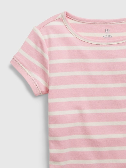 2 of 8 showing, with the color pink stripe of product Kids 100% Organic Cotton Stripe PJ Set