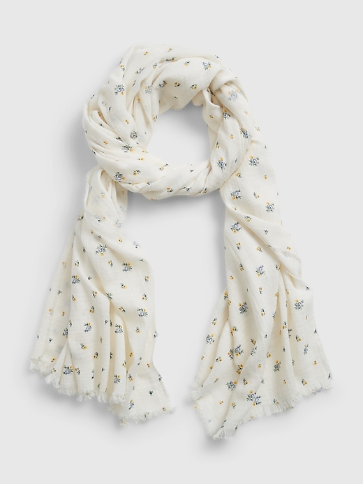 1 of 8 showing, with the color new off white floral of product Oblong Scarf