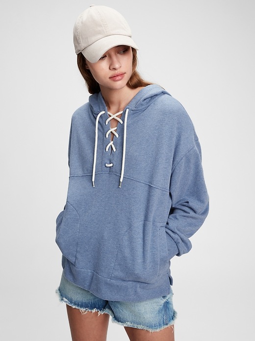 View large product image 1 of 1. Vintage Soft Lace Up Hoodie