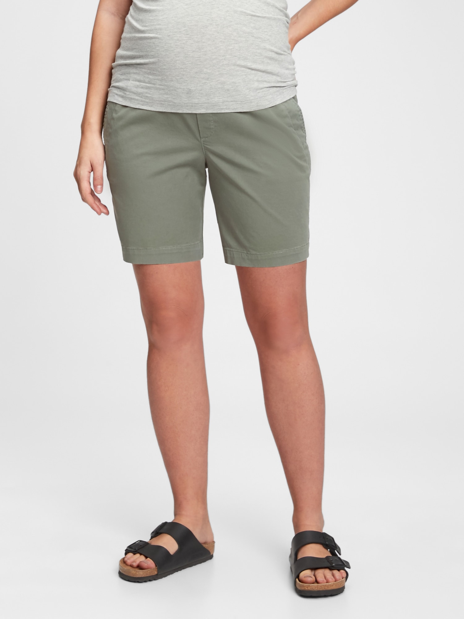 4" Maternity Full Panel Stretch Khaki Shorts