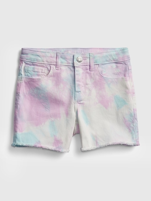 2 of 8 showing, with the color multi tie dye of product Kids Midi Tie-Dye Denim Shorts with Stretch