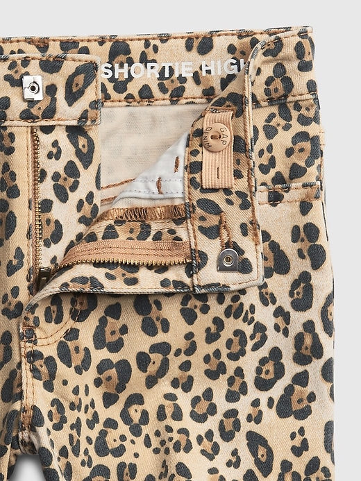 Image number 4 showing, Kids High-Rise Leopard Print Denim Shorts with Stretch