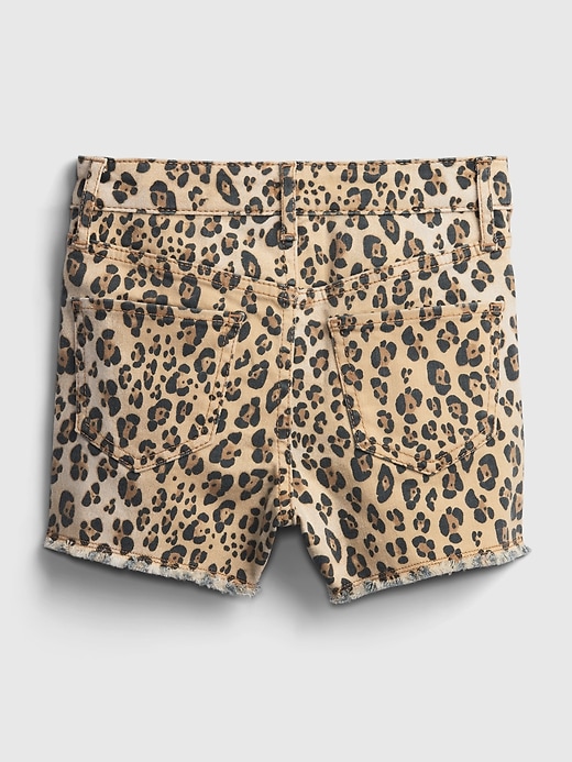 Image number 3 showing, Kids High-Rise Leopard Print Denim Shorts with Stretch